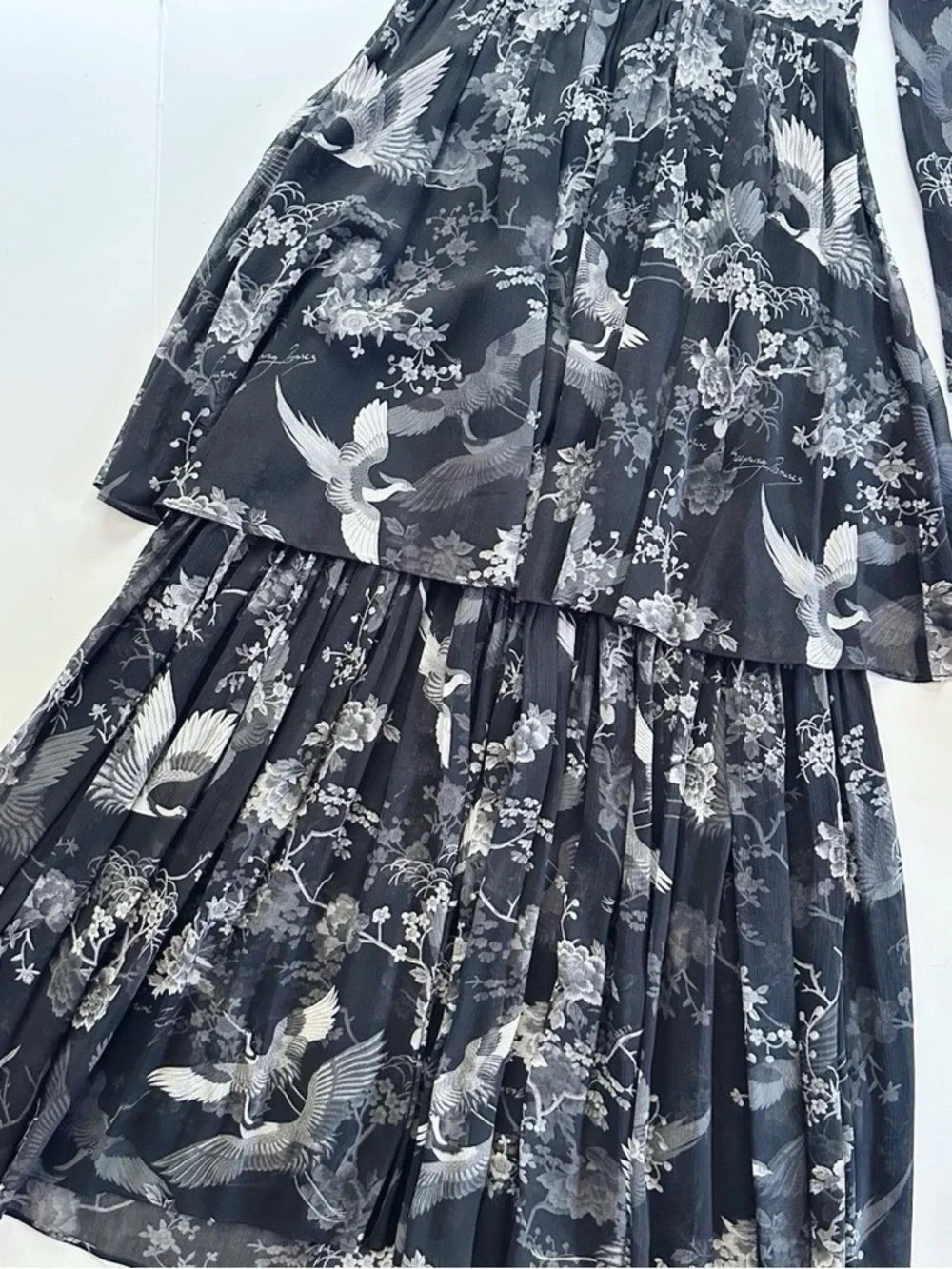 NEW All Saints Women’s Devyn Peggy Floral Print Long Sleeve Maxi Dress Black 0 - Picture 10 of 11